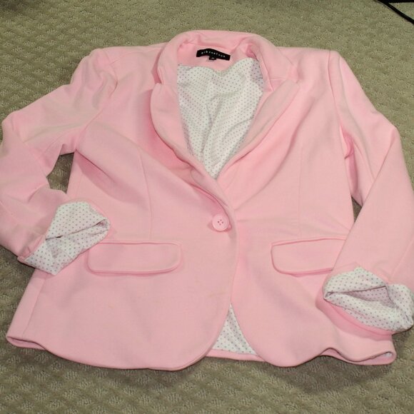 Gibsonlook Women's Size M Pink Stretch Knit Blazer - Picture 1 of 5